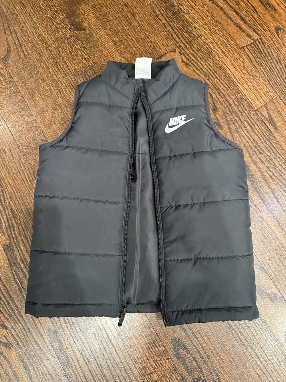 Nike Black Kids Puffer Vest with White Logo